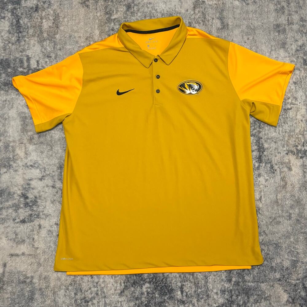 Nike Missouri Tigers Polo Shirt Gold Yellow Dri-FIT
